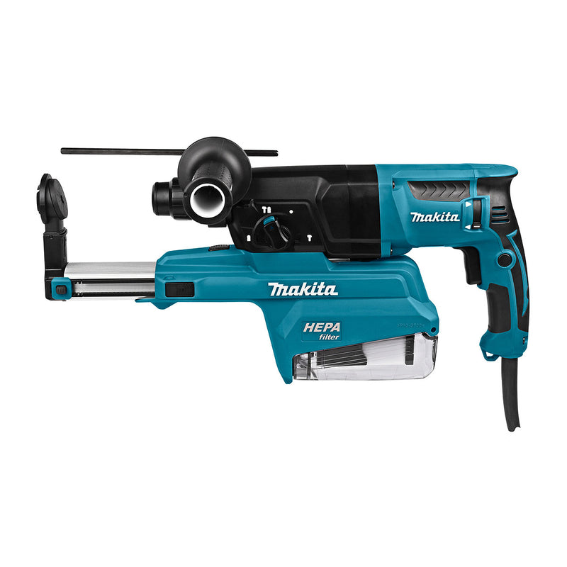 Máy khoan bê tông 3 chức năng Makita HR2650 công suất 800W đuôi gài SDS-Plus, đi kèm hệ thống hút bụi