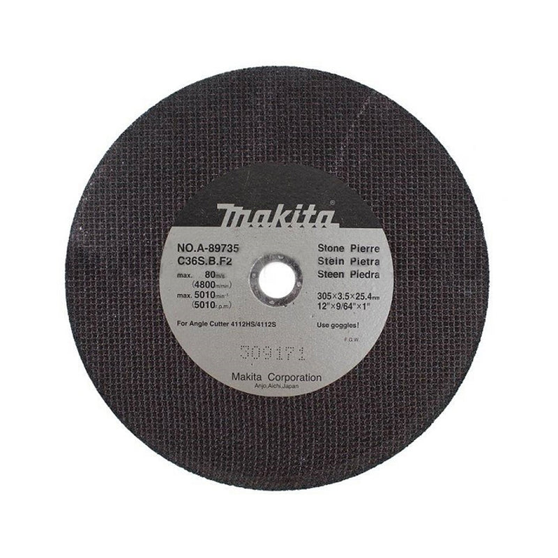 Hộp 25 lưỡi đá cắt gạch 305mm ( 12 inch ) Makita A-89735 dày 3.5mm, lỗ cốt 25.4mm ( 1 inch ) tương thích với máy 4112HS