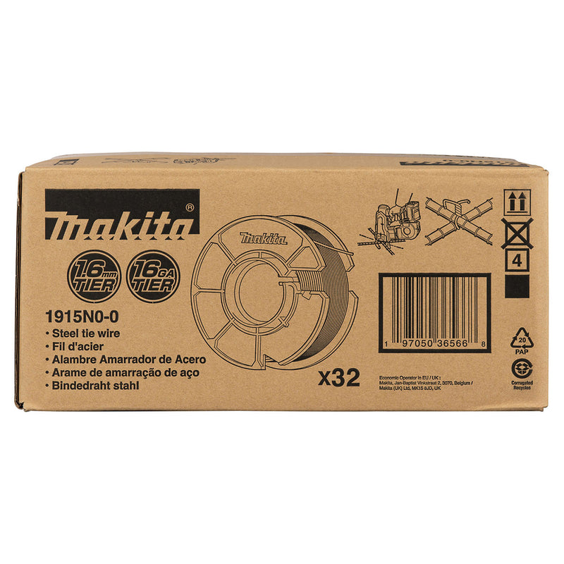 Hộp 32 cuộn dây kẽm Makita 1915N0-0 độ dày 1.6mm (16 GA), chiều dài mỗi cuộn 30m
