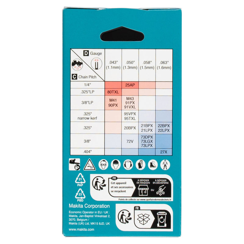 Dây xích Makita 1916A3-9 chiều dài 500mm, độ dày 1.3mm, bước xích 0.325", 82 mắt xích