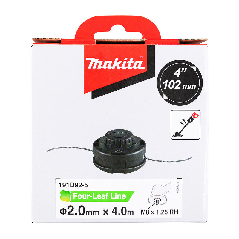 Chén cước cắt cỏ Makita 191D92-5 đường kính chén 4 inch, loại nút vặn tháo lắp nhanh (96-M8R) trục ren M8x1.25RH sợi cước 4 cạnh cho cỏ ngắn