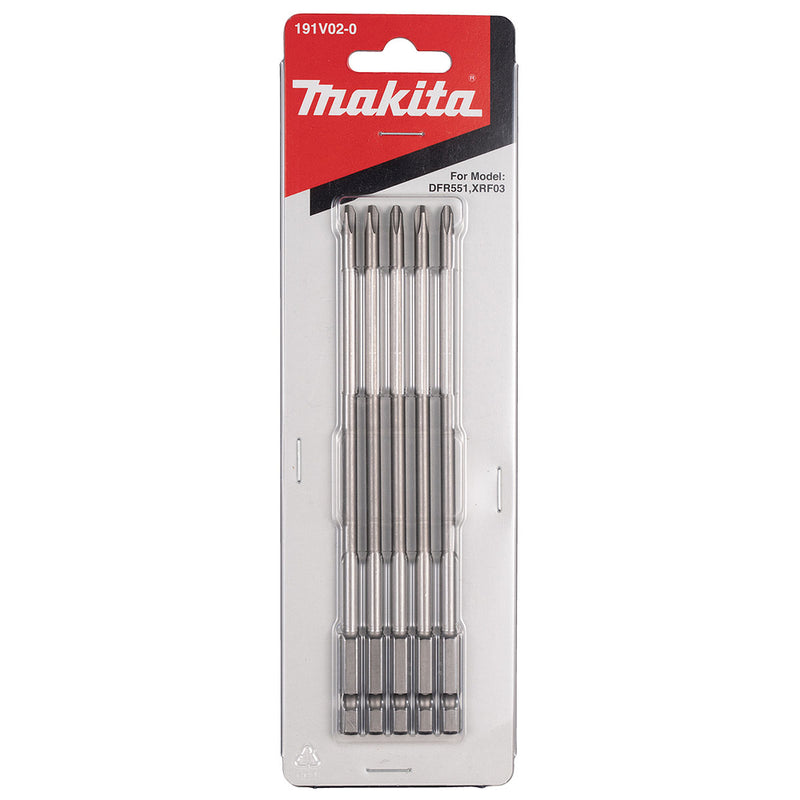 Vĩ 5 mũi vặn vít đầu bake Makita kích thước PH2, chiều dài từ 135mm - 153mm, dùng cho các máy vặn vít cuộn DFR452/ DFR551