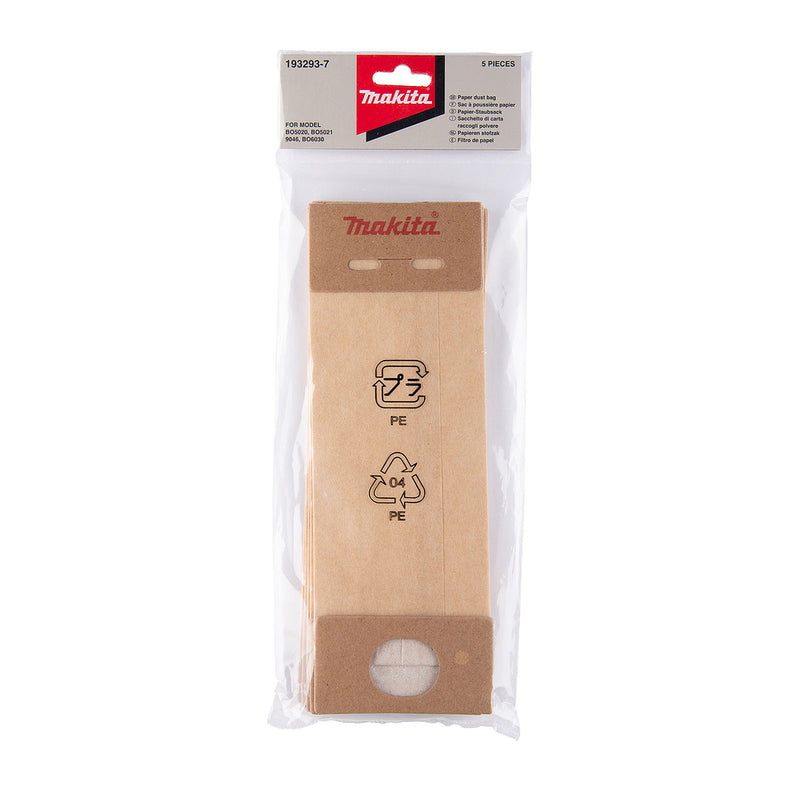 Gói 5 túi chứa bụi giấy Makita 193293-7 dùng cho máy chà nhám BO6030