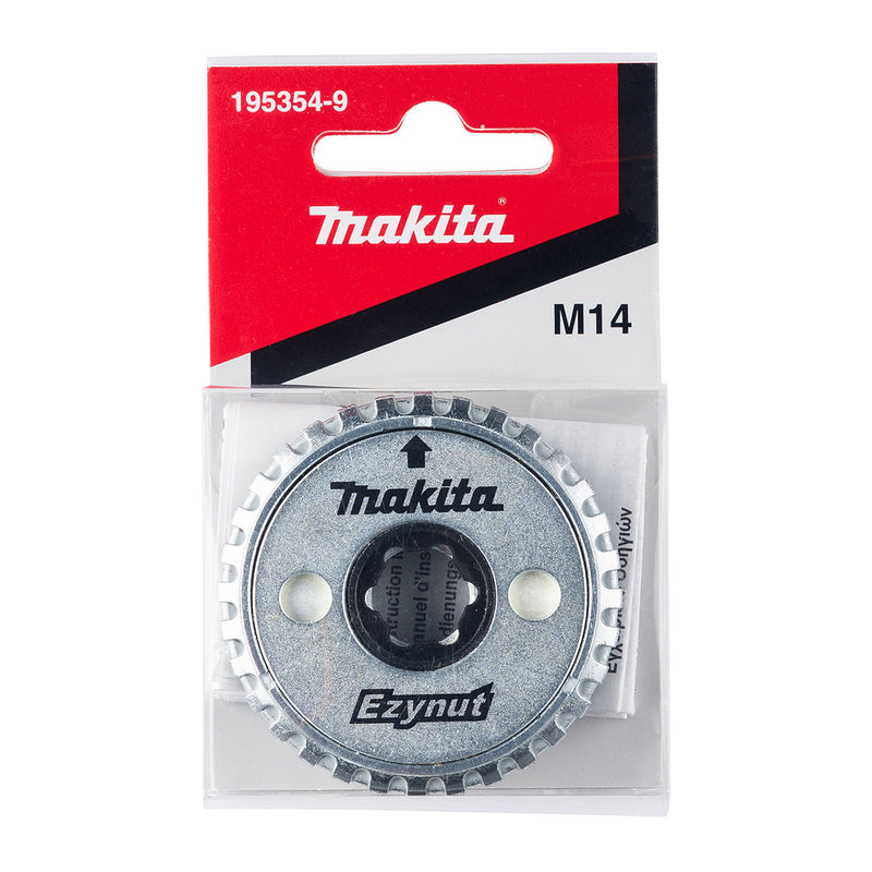 Đai ốc hãm dòng Ezynut Makita 195354-9 ren M14 x 2 (DIN) dùng cho các máy mài góc 125mm, 150mm, 180mm, 230mm lỗ cốt 22.23mm