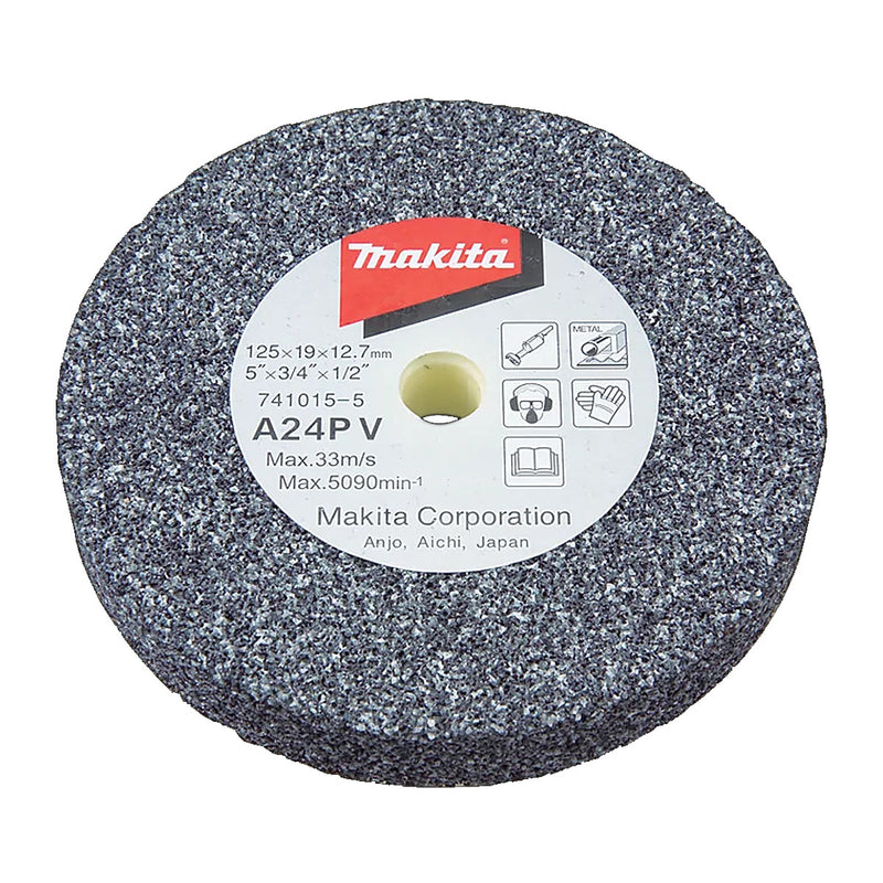 Đá mài kim loại 125mm ( 5 inch ) Makita dày 19mm, lỗ cốt 12.7mm tương thích với máy mài thẳng ( Cấp 3 sao )