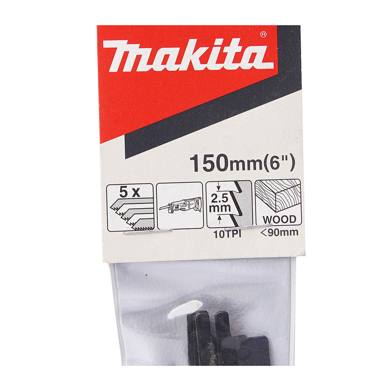 Hộp 5 lưỡi cưa kiếm HCS Makita A-02319 dùng cho gỗ, số răng 10 TPI chiều dài 150mm ( Cấp 3 sao )