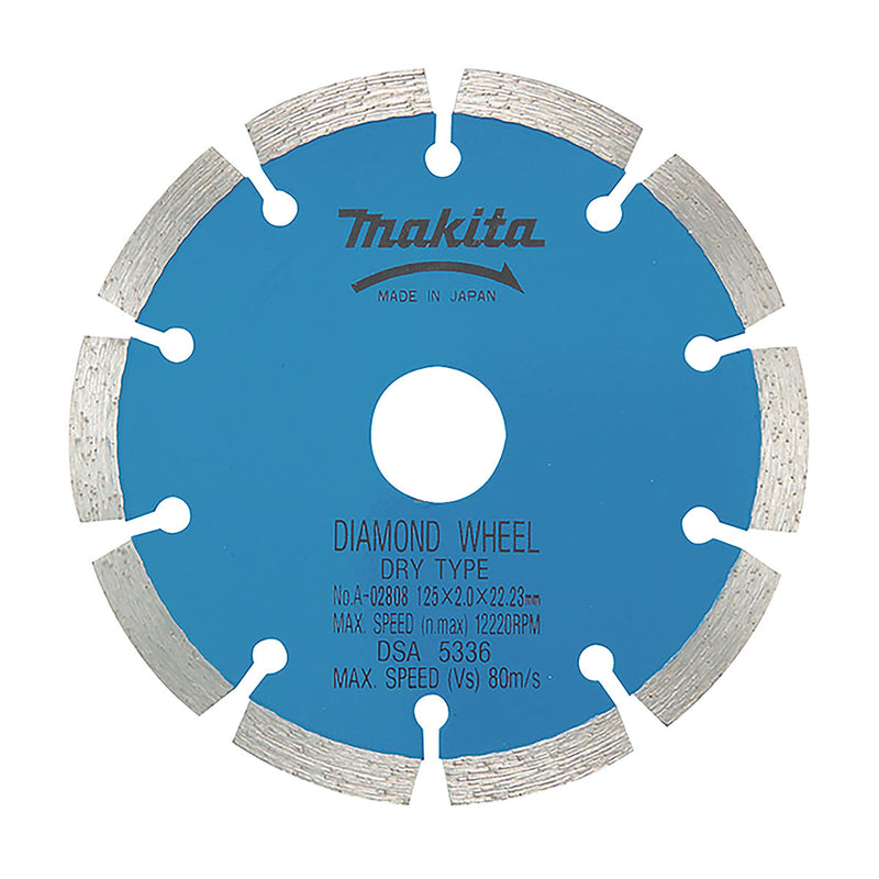 Lưỡi cắt kim cương 125mm kiểu răng phân đoạn Makita dùng cho bê tông, lỗ cốt 22.23mm, cắt khô ( Cấp 3 sao )