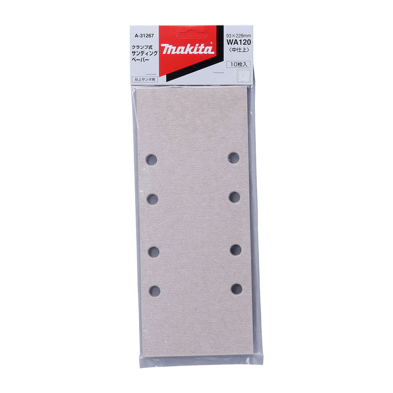 Hộp 10 giấy nhám chữ nhật đục lỗ 93x228mm Makita cho gỗ, sơn, kim loại dùng với đế kẹp ( Cấp 3 sao )