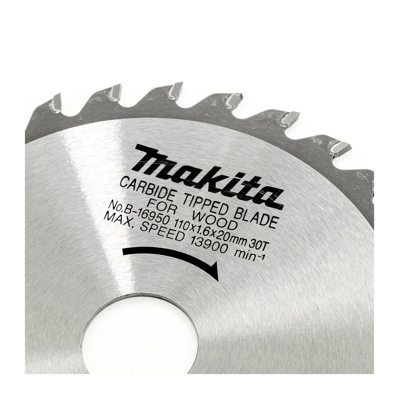 Lưỡi cưa gỗ TCT Makita dòng sản phẩm kinh tế, đường kính 110mm, 30 răng kiểu ATAF và ATB, lỗ cốt 20mm, dùng cho máy cưa đĩa ( Cấp 3 sao )