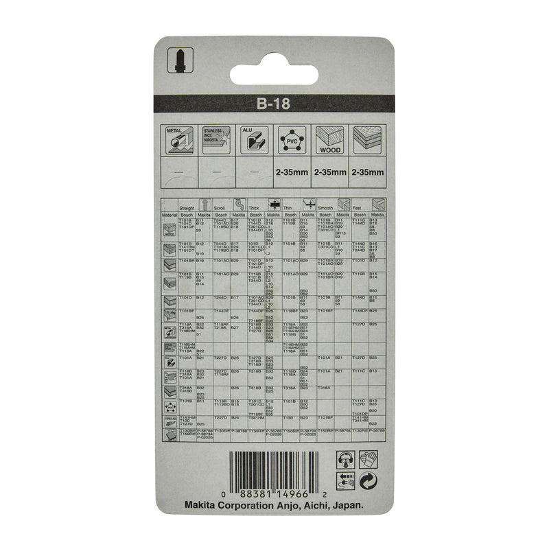 Hộp 5 lưỡi cưa lọng HCS Makita A-85709 dùng cho gỗ, nhựa số răng 14 TPI, chiều dài 77mm, đuôi gài kiểu B ( Cấp 3 sao )