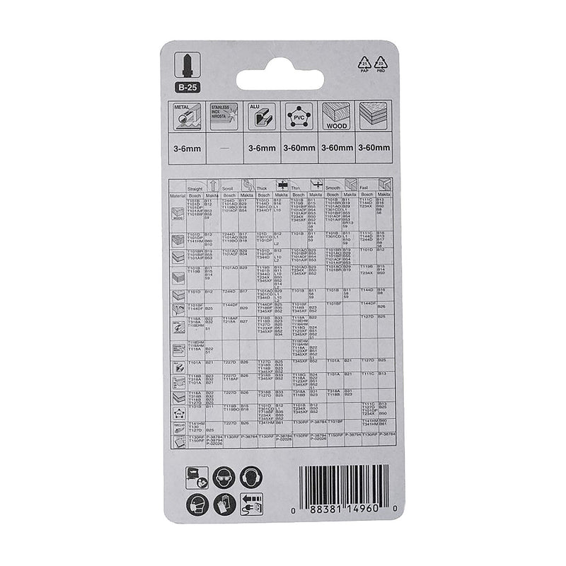 Hộp 5 lưỡi cưa lọng HSS Makita A-85765 cưa đa vật liệu, số răng 9 TPI chiều dài 100mm, đuôi gài kiểu B ( Cấp 3 sao )