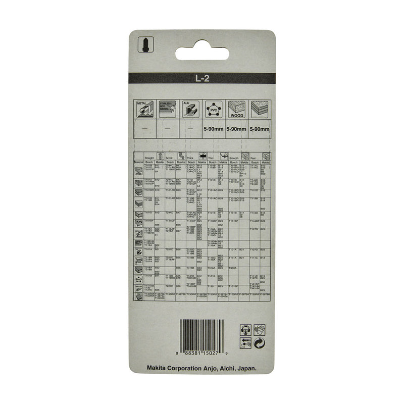 Hộp 5 lưỡi cưa lọng HCS loại cắt nhanh Makita A-86309 dùng cho gỗ, nhựa số răng 6 TPI, chiều dài 132mm, đuôi gài kiểu B ( Cấp 3 sao )