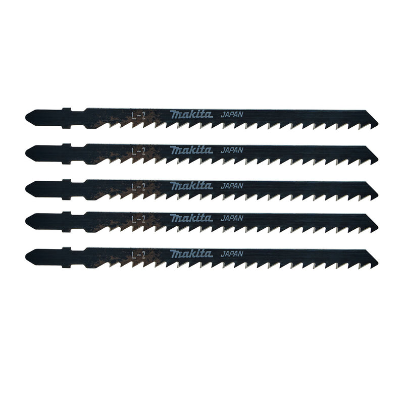 Hộp 5 lưỡi cưa lọng HCS loại cắt nhanh Makita A-86309 dùng cho gỗ, nhựa số răng 6 TPI, chiều dài 132mm, đuôi gài kiểu B ( Cấp 3 sao )