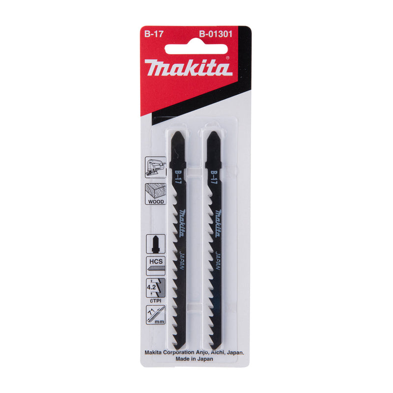 Vĩ 2 lưỡi cưa lọng HCS loại cắt nhanh Makita B-01301 dùng cho gỗ, nhựa số răng 6 TPI, chiều dài 105mm, đuôi gài kiểu B ( Cấp 3 sao )
