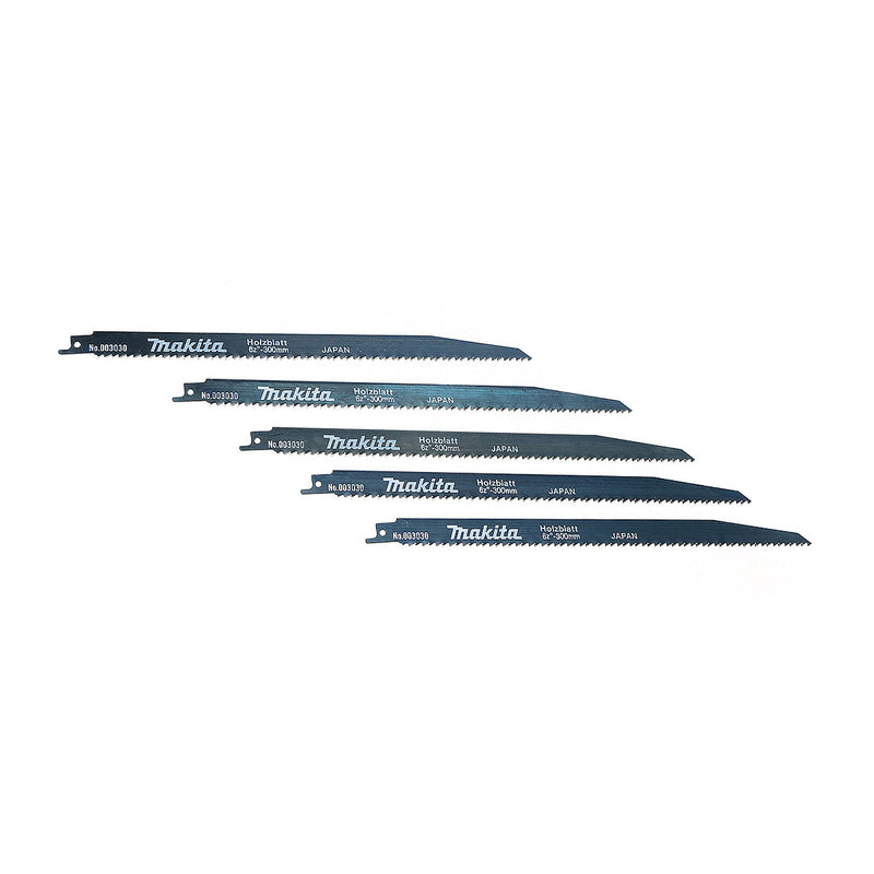 Hộp 5 lưỡi cưa kiếm HCS Makita B-03030 loại cắt nhanh dùng cho gỗ, số răng 6 TPI, chiều dài 300mm ( Cấp 3 sao )