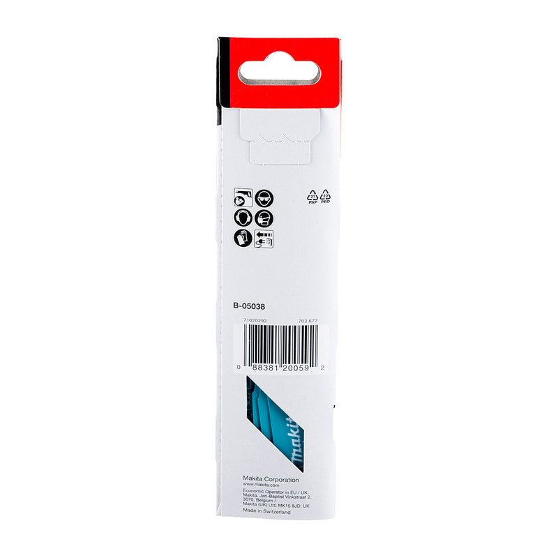 Hộp 5 lưỡi cưa kiếm Bi-Metal cưa siêu nhanh Makita B-05038 dùng cho kim loại, nhựa số răng 7-18 TPI, chiều dài 152mm ( Cấp 3 sao )