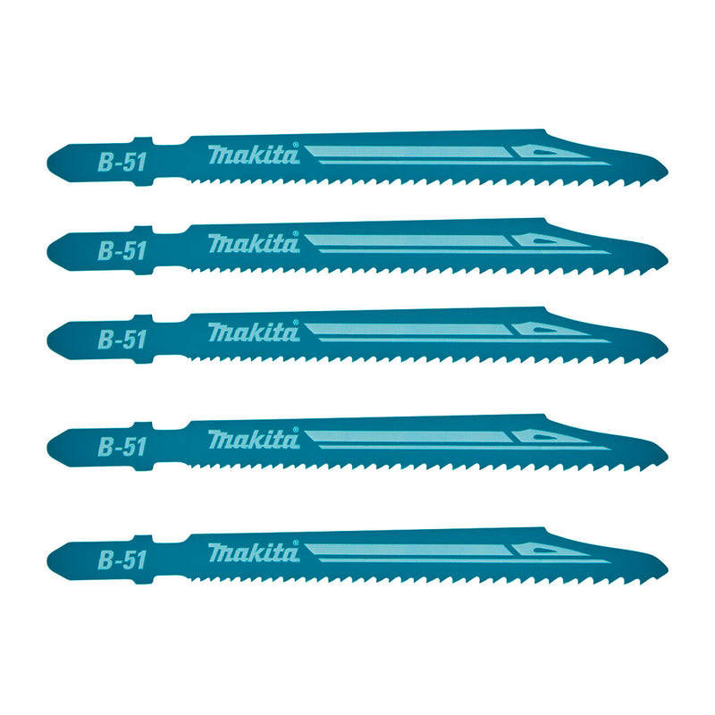 Hộp 5 lưỡi cưa lọng HSS loại cắt siêu nhanh Makita B-06476 dùng cho Inox, số răng 10-18 TPI, chiều dài 100mm, đuôi gài kiểu B ( cấp 3 sao )