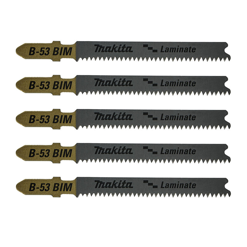 Hộp 5 lưỡi cưa lọng Bi-Metal Makita B-10970 dùng cho ván ép Laminate, nhựa số răng 15 TPI, chiều dài 82mm đuôi gài kiểu B ( Cấp 3 sao )