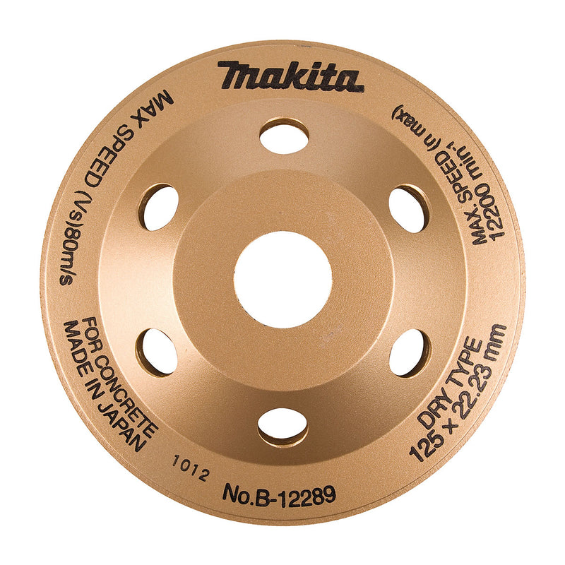 Lưỡi bào, mài bê tông Makita B-12289 kiểu mép liền, đường kính lưỡi 125mm, lỗ cốt 22.23mm đạt tiêu chuẩn EN13236 ( Cấp 3 sao )