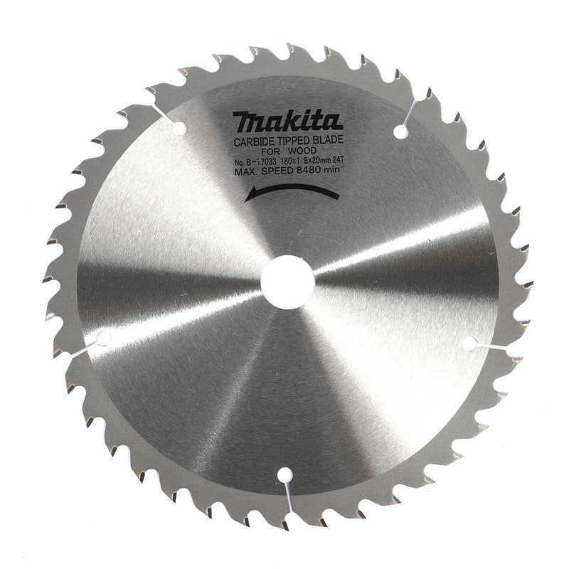 Lưỡi cưa gỗ TCT Makita dòng sản phẩm kinh tế, đường kính 180mm, số răng từ 24-60 kiểu ATAF và ATB, lỗ cốt 20mm, dùng cho máy cưa đĩa ( Cấp 3 sao )