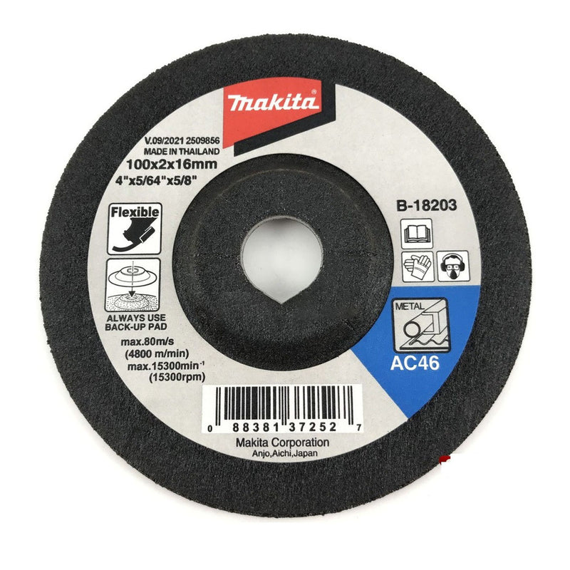 Đá mài kim loại 100mm ( 4 inch ) Makita dày 2mm, lỗ cốt 16mm ( 5/8 inch ) tâm trũng ( Cấp 3 sao )