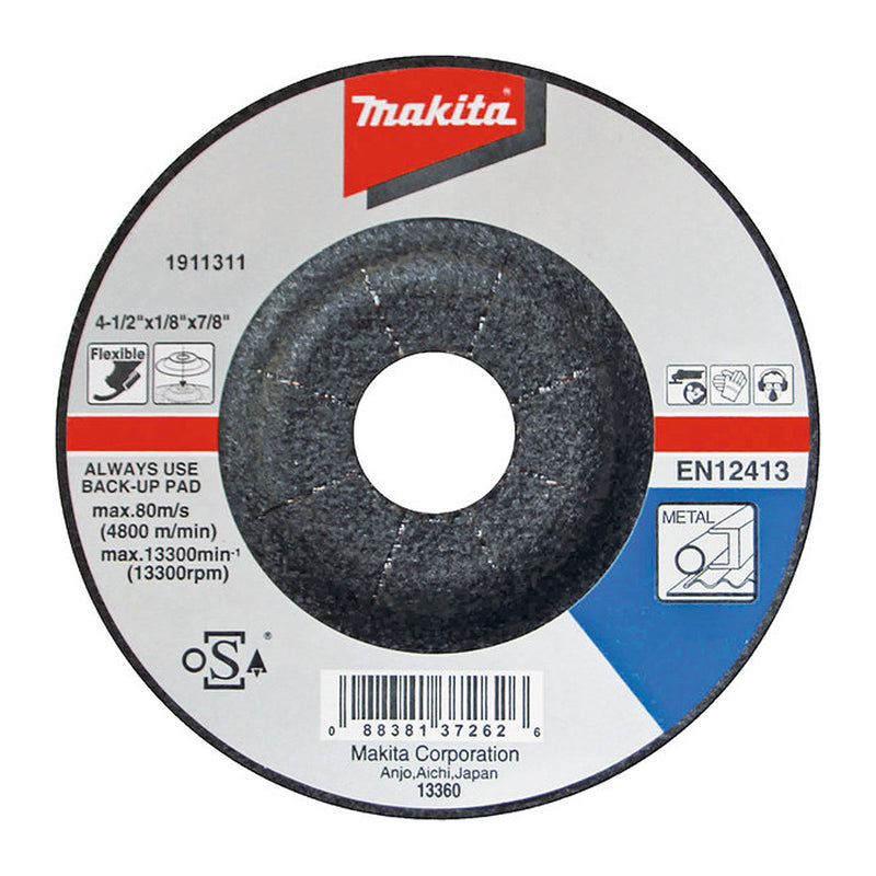 Đá mài kim loại 100mm ( 4 inch ) Makita dày 3mm, lỗ cốt 16mm ( 5/8 inch ) tâm trũng ( Cấp 3 sao )