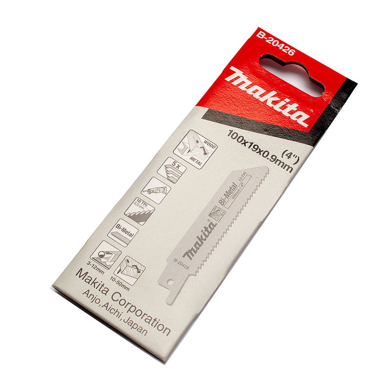 Hộp 5 lưỡi cưa kiếm Bi-Metal Makita B-20426 dùng cho gỗ, kim loại số răng 10 TPI, chiều dài 100mm ( Cấp 3 sao )