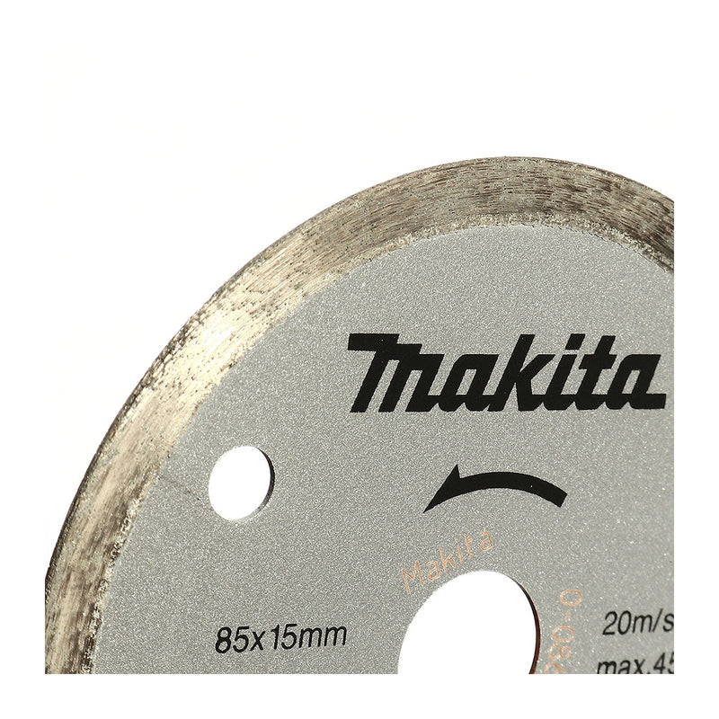 Lưỡi cắt kim cương 85mm kiểu mép phẳng Makita B-21082 dùng cho thủy tinh, gạch, lỗ cốt 15mm cắt khô & nước, tương thích với máy CC300D, CC301D ( Cấp 3 sao )