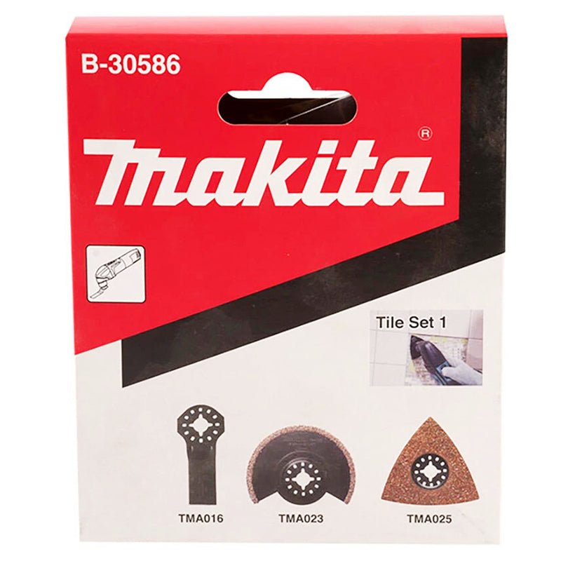 Bộ lưỡi cắt rung 3 chi tiết Makita B-30586 dùng lóc gạch tường và loại bỏ các chất kết dính, chuẩn Starlock, OIS
