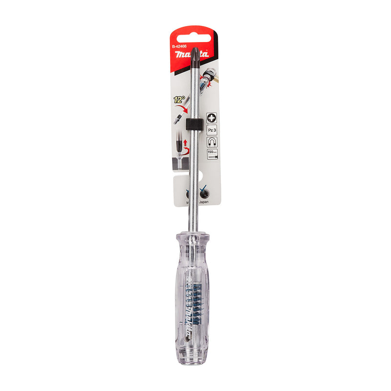 Tua vít đóng đầu vít bake (PZ) Makita loại cán cầm trong suốt, kích thước từ PZ2 - PZ3, chiều dài 125mm và 150mm