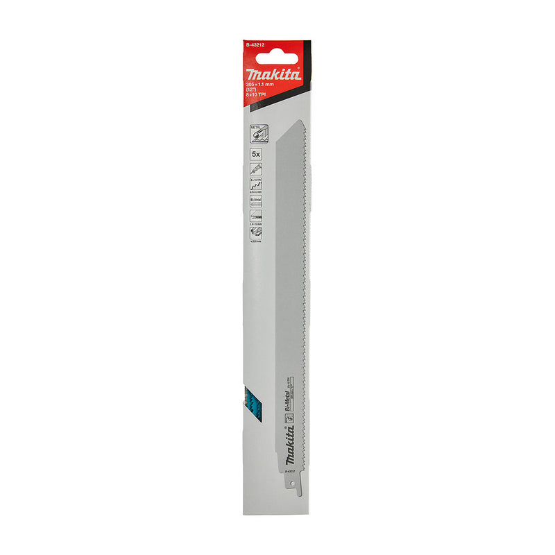 Hộp 5 lưỡi cưa kiếm Bi-Metal Makita dùng cho kim loại dày, số răng 8+10 TPI chiều dài từ 152mm-305mm ( Cấp 3 sao )