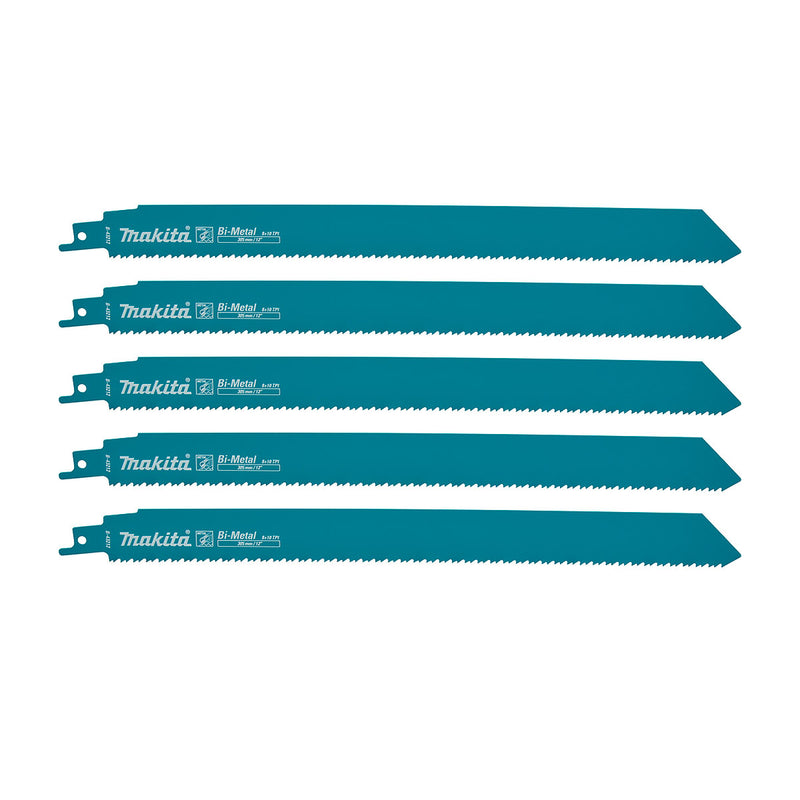 Hộp 5 lưỡi cưa kiếm Bi-Metal Makita dùng cho kim loại dày, số răng 8+10 TPI chiều dài từ 152mm-305mm ( Cấp 3 sao )