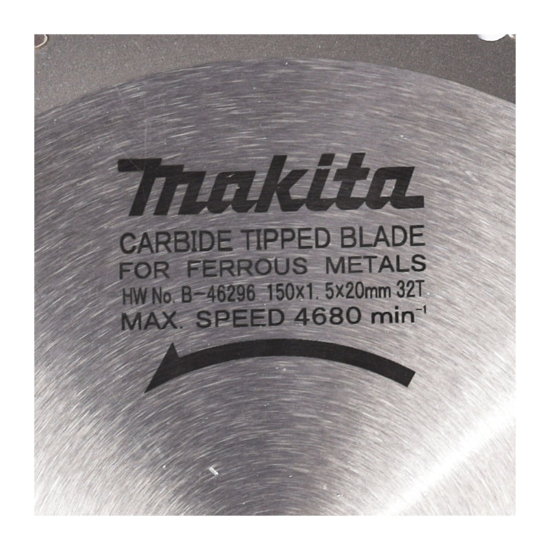 Lưỡi cưa kim loại TCT Makita B-46296 đường kính 150mm, 32 răng kiểu MTCG lỗ cốt 20mm dùng cho máy cưa đĩa ( Cấp 3 sao )