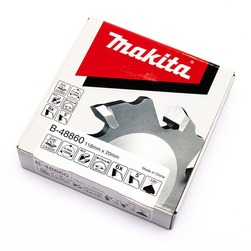 Lưỡi cưa nhôm TCT Makita đường kính 118mm, 6 răng kiểu TCG lỗ cốt 20mm, dùng cho máy cắt rãnh hợp kim nhôm CA5000 ( Cấp chuyên dụng )