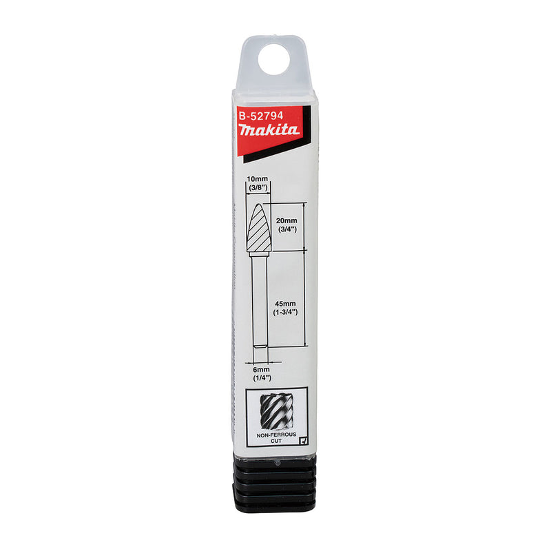 Mũi mài hợp kim Makita hình chóp bầu (SF), đường kính mũi 10mm, đuôi trơn 6mm ( Cấp 3 sao )
