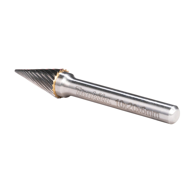 Mũi mài hợp kim Makita hình chóp nhọn (SM), đường kính mũi 10mm, đuôi trơn 6mm ( Cấp 3 sao )