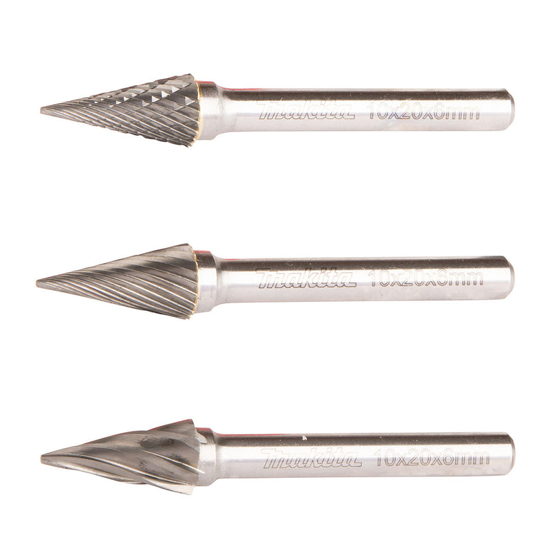 Mũi mài hợp kim Makita hình chóp nhọn (SM), đường kính mũi 10mm, đuôi trơn 6mm ( Cấp 3 sao )