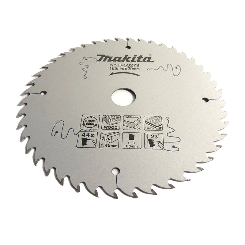 Lưỡi cưa gỗ, ván MDF, laminate TCT Makita dòng  sản phẩm kinh tế, đường kính 165mm, số răng từ 44-55 kiểu ATAFR lỗ cốt 20mm, dùng cho máy cưa đĩa ( Cấp 4 sao )