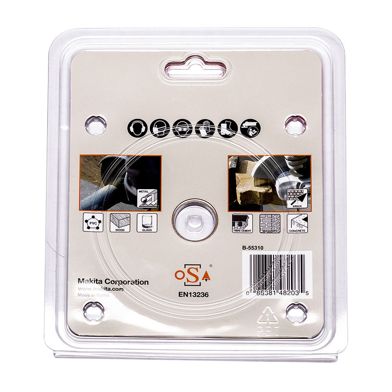 Lưỡi cắt kim cương 125mm hàn chân không Makita B-55310 dùng cắt đa vật liệu, lỗ cốt 22.23mm ( Cấp chuyên dụng )