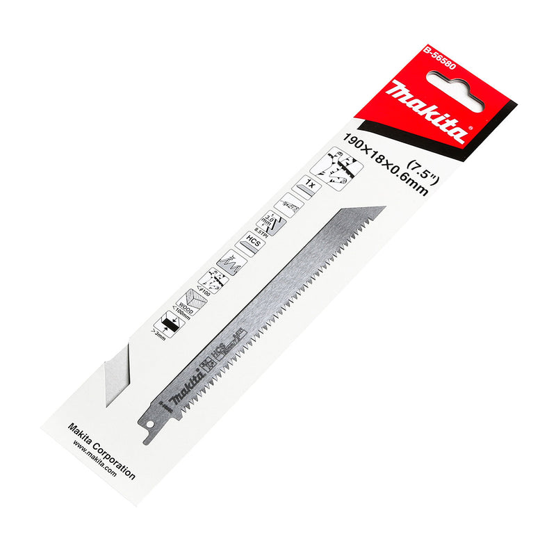 Lưỡi cưa kiếm răng Nhật Bản HCS Makita B-56580 dùng cho gỗ xanh số răng 8.5 TPI, chiều dài 190mm ( Cấp 3 sao )