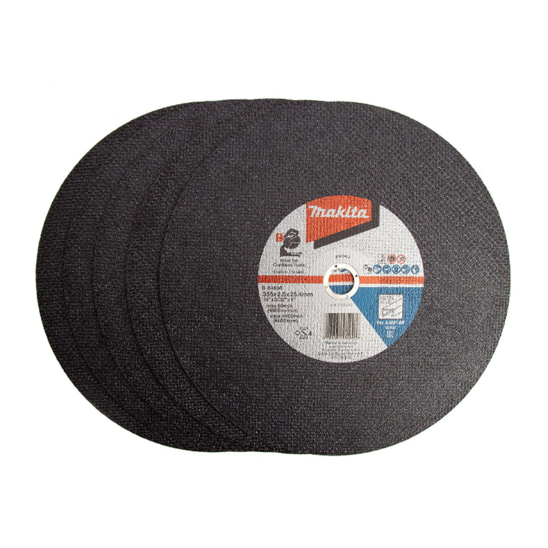 Hộp 5 lưỡi đá cắt sắt hộp 355mm ( 14 inch ) Makita B-64696-5 dày 2.5mm, lỗ cốt 25.4mm ( 1 inch ) ( Cấp chuyên dụng )