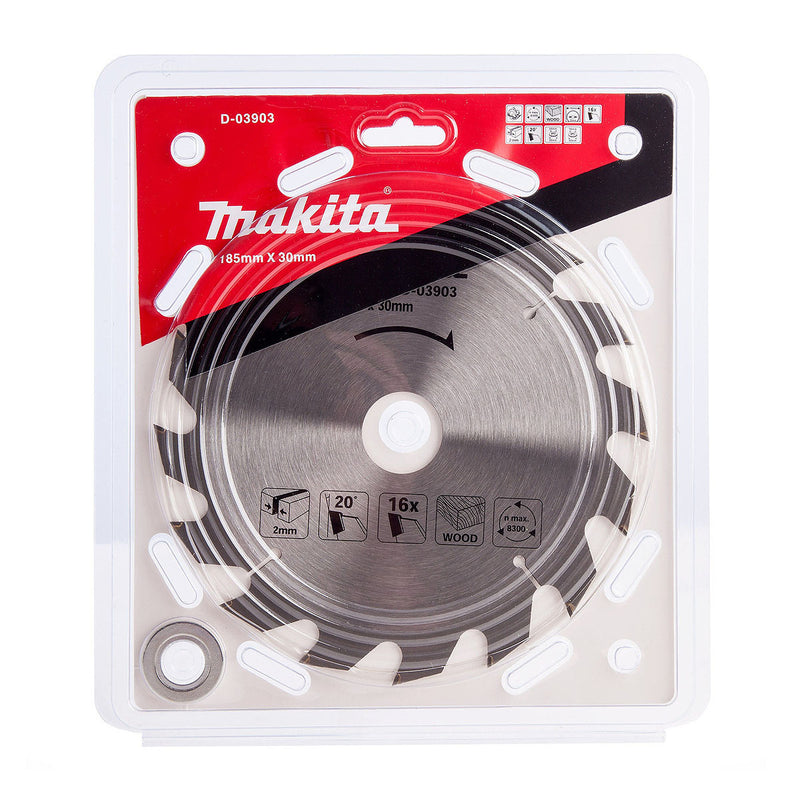 Lưỡi cưa gỗ TCT Makita dòng sản phẩm kinh tế đường kính 185mm, số răng từ 16-60 kiểu ATB và TCG, lỗ cốt 20mm và 30mm ( Cấp 2 sao )