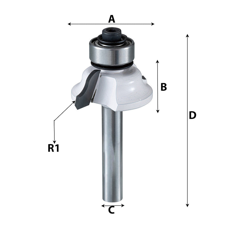Mũi phay gợn sóng có ổ bi hệ mét Makita cốt 6mm, đường kính hiệu dụng từ 20mm-28mm ( Cấp 3 sao )