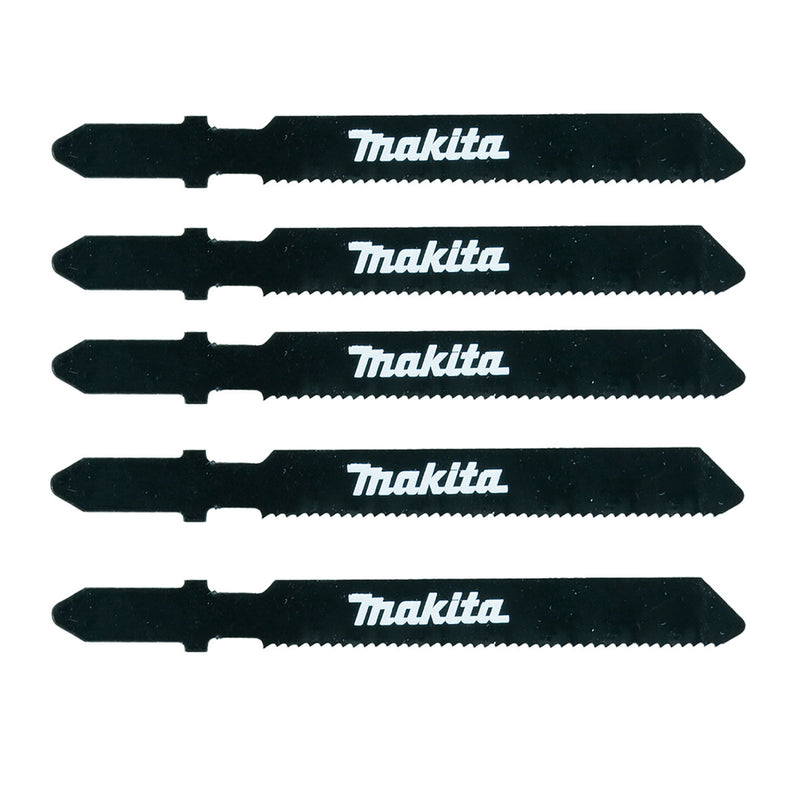 Hộp 5 lưỡi cưa lọng HSS dòng sản phẩm kinh tế Makita D-34908 dùng cho kim loại, số răng 21 TPI, chiều dài 75mm, đuôi gài kiểu B ( Cấp 2 sao )