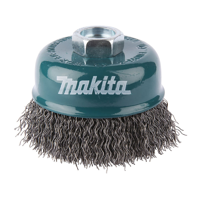 Chổi cước kim loại hình chén, sợi thẳng Makita 794324-1 đường kính từ 90mm, cốt M16 dùng cho các máy mài góc 125mm, 150mm ( Cấp 2 sao )