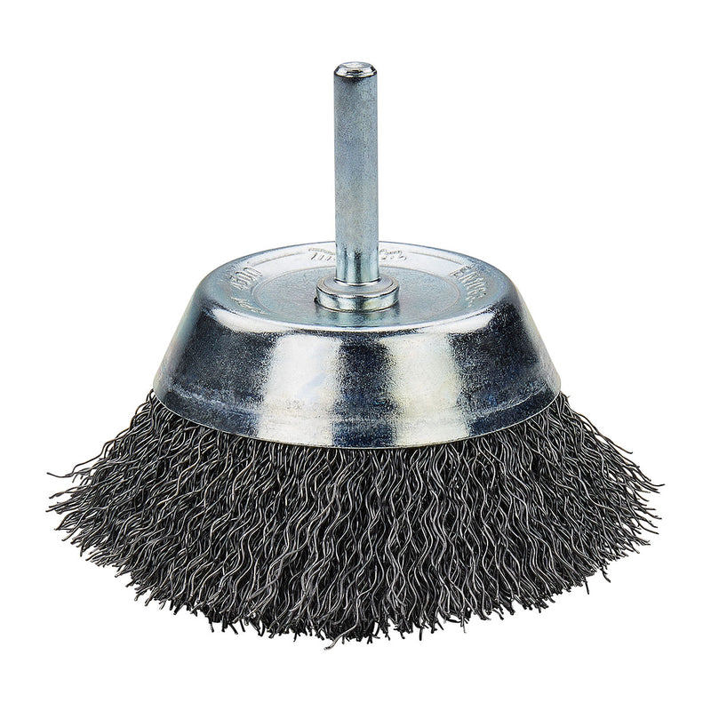 Chổi cước kim loại hình chén sợi thép thẳng Makita đường kính từ 38mm-80mm, trục cốt 6mm dùng cho máy khoan ( Cấp 2 sao )