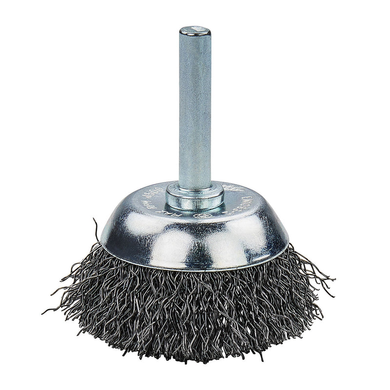 Chổi cước kim loại hình chén sợi thép thẳng Makita đường kính từ 38mm-80mm, trục cốt 6mm dùng cho máy khoan ( Cấp 2 sao )