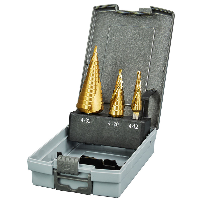 Bộ mũi khoan tháp xoắn ốc 3 chi tiết Makita D-41872 kích thước từ 4mm - 32mm, đuôi lục giác 6.35mm ( 1/4 inch )