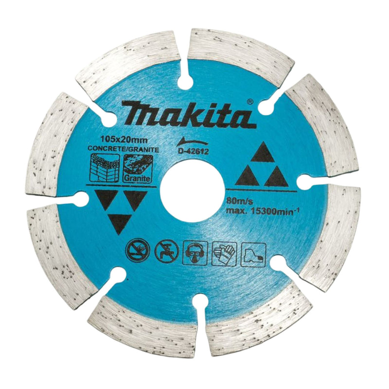 Lưỡi cắt kim cương 105mm kiểu răng phân đoạn Makita dùng cho bê tông, lỗ cốt 20mm ( Cấp 1 sao )