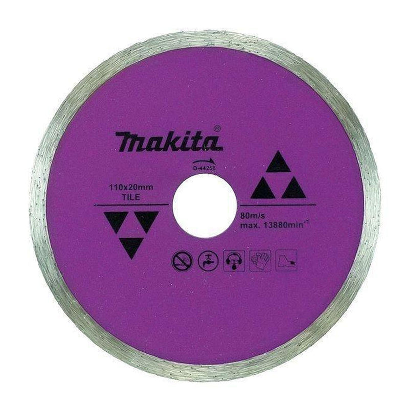 Lưỡi cắt kim cương 110mm kiểu mép phẳng Makita D-44258 dùng cho gạch gốm lỗ cốt 20mm, cắt nước ( Cấp 1 sao )